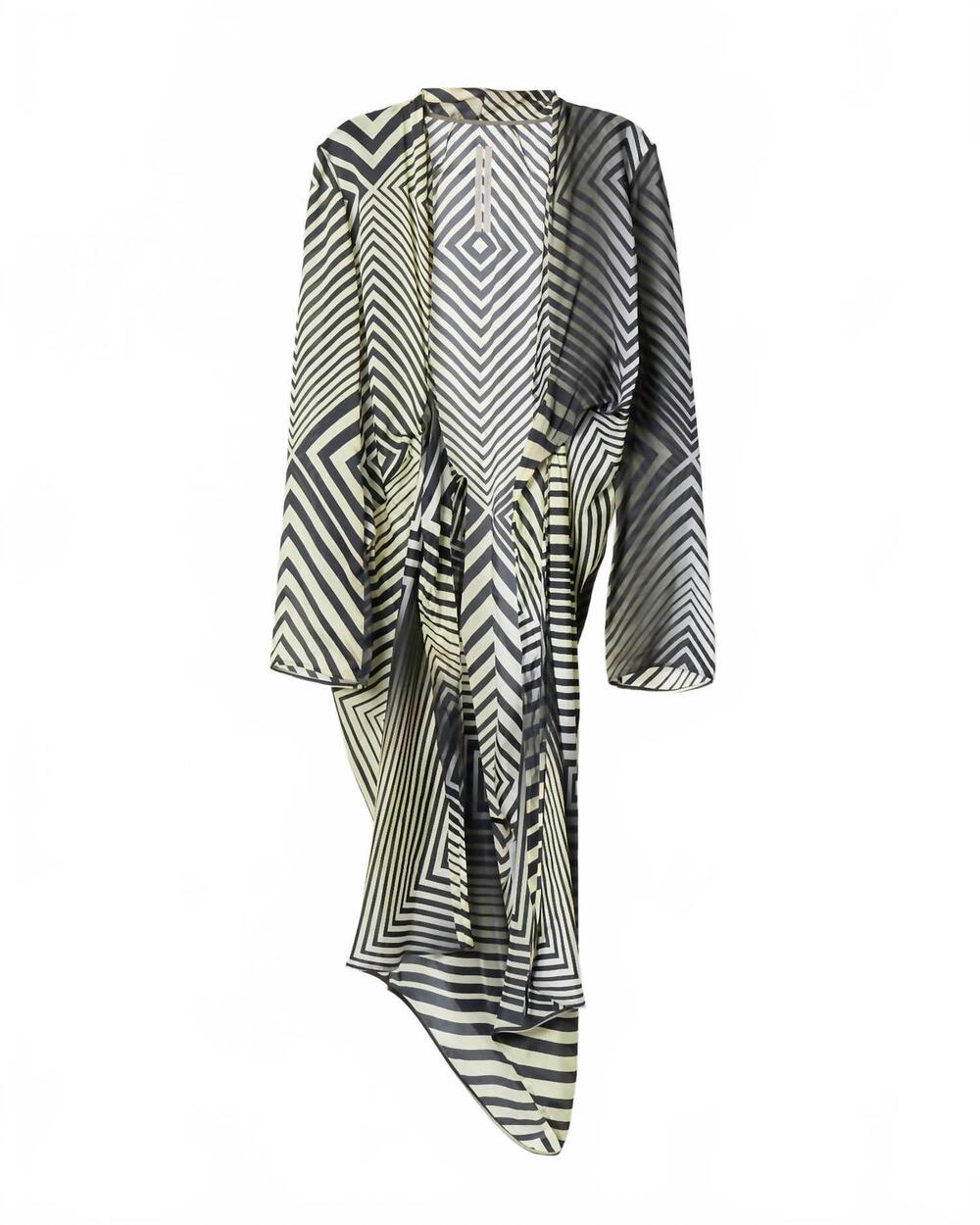 NEW RICK OWENS women's abito wrap dress in black/milk degrade